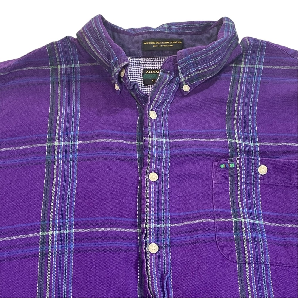 Alexander Julian Colours Mens XXL Purple Flannel Button Down Shirt Vintage 90s